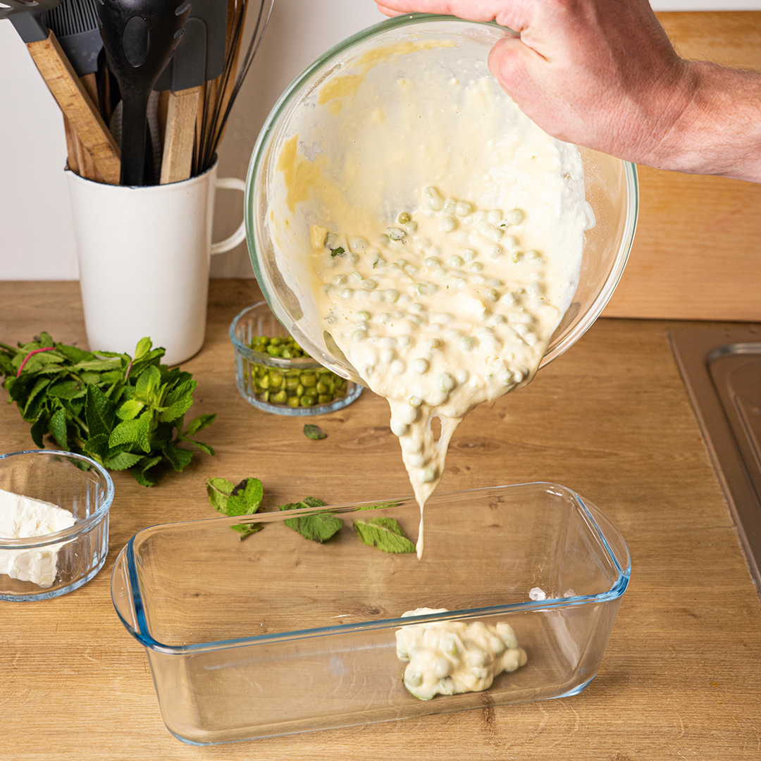 PLUMCAKE CON PISELLI, FETA E MENTA