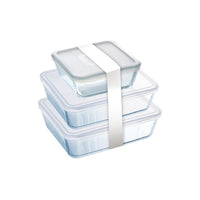 Cook & Freeze contenitore rettangolare in vetro extra resistente con coperchio in plastica 25x19cm